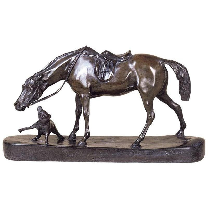 Horse with annoying Dog | Animal Sculptures | Home Decor