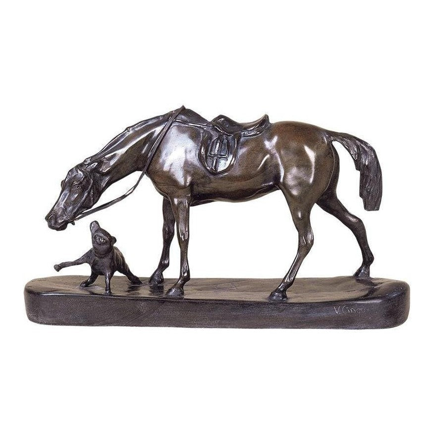 Horse with annoying Dog | Animal Sculptures | Home Decor