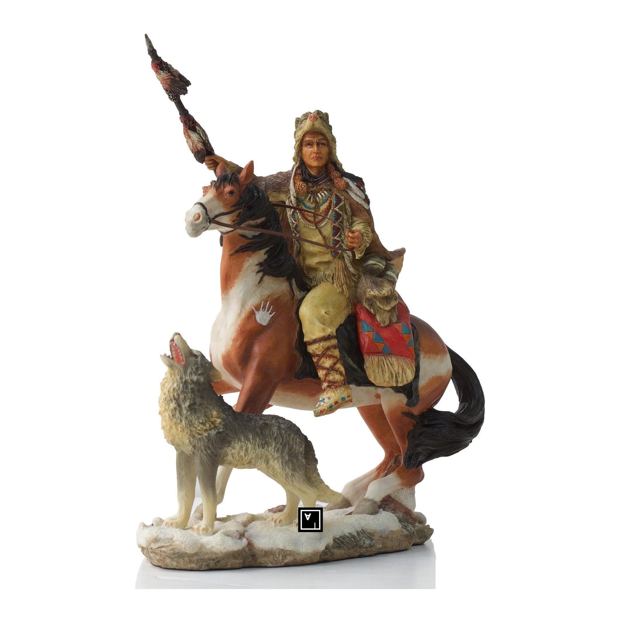 Indian riding Horse with Wolf | Animal Sculptures | Home Decor