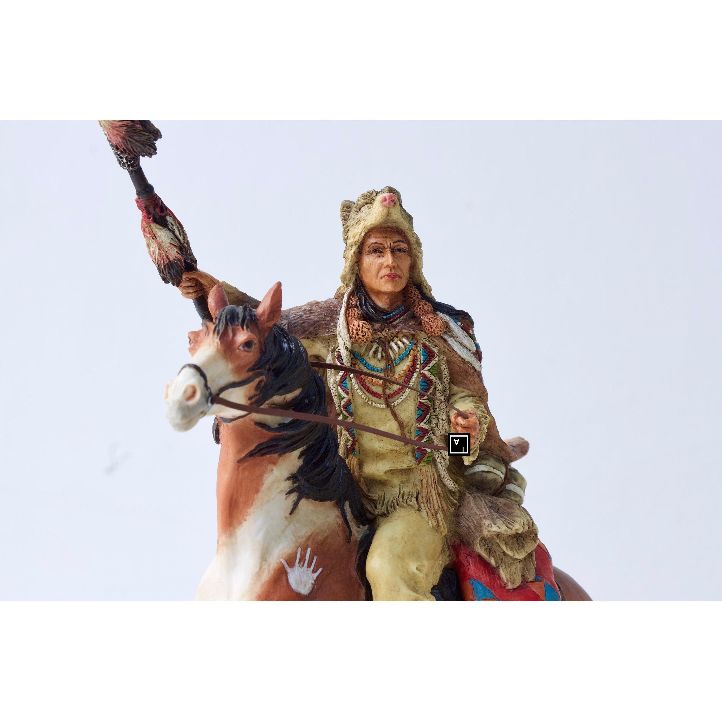 Indian riding Horse with Wolf | Animal Sculptures | Home Decor
