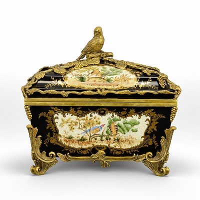 Rococo Bird Jewelry Casket | Handcrafted Brass Decor