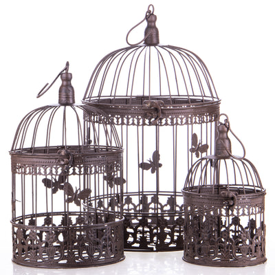 Vintage Birdcage Trio Set | Handcrafted Iron Decor
