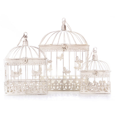 Vintage Butterfly Birdcage Set | Handcrafted Iron Decor