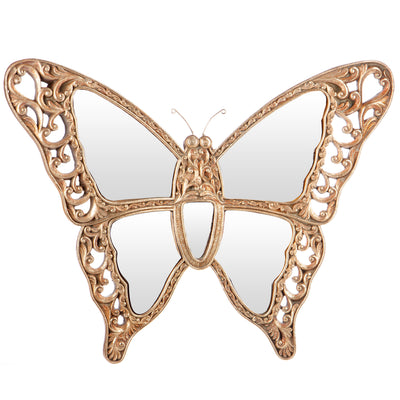 Mirror with polyresin frame in the shape of a butterfly