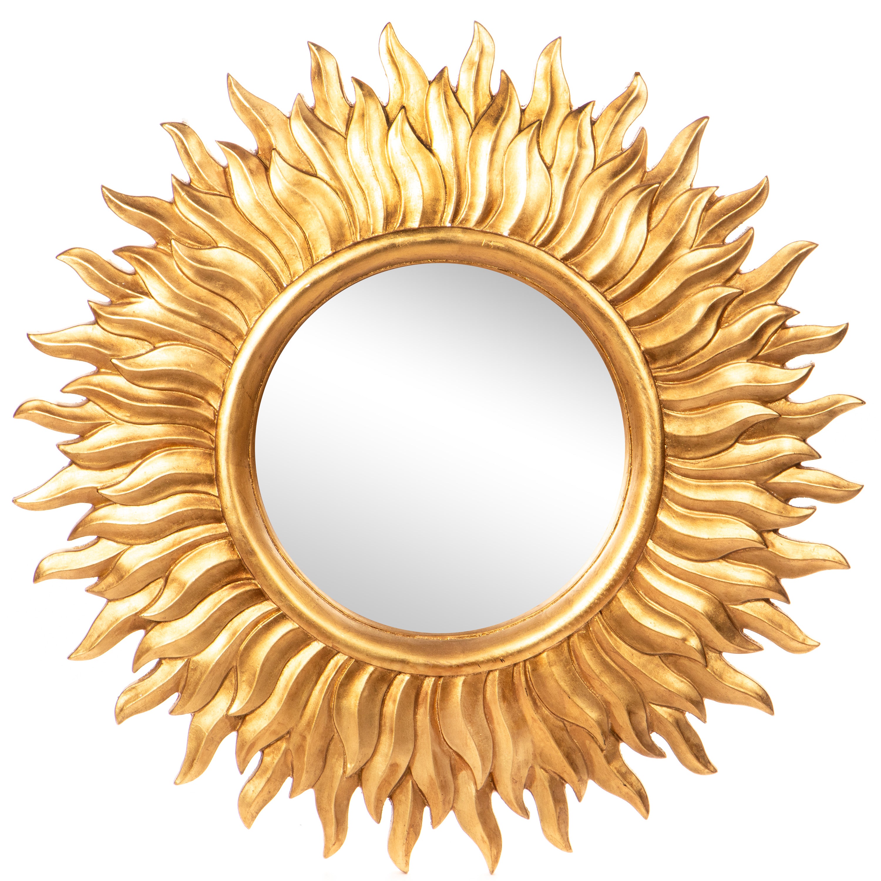 Square Wall Mirror with Ornate Resin Frame, Gold