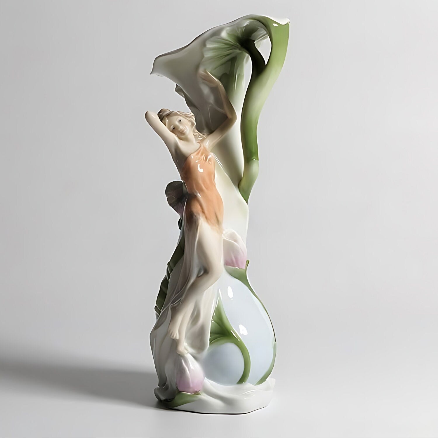 Lady on Tulip Porcelain Vase | Vases & Bowls | Home Decor