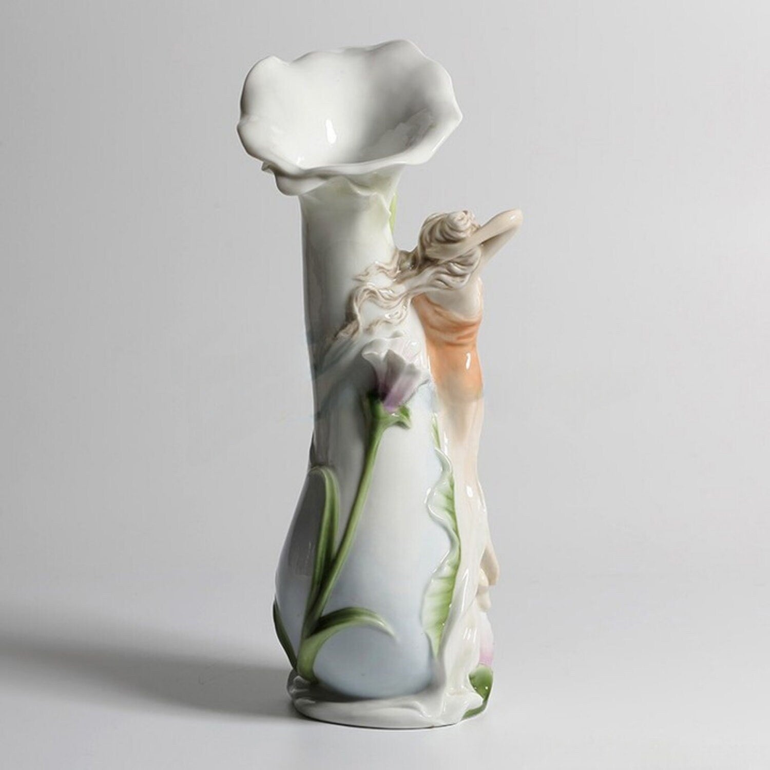 Lady on Tulip Porcelain Vase | Vases & Bowls | Home Decor