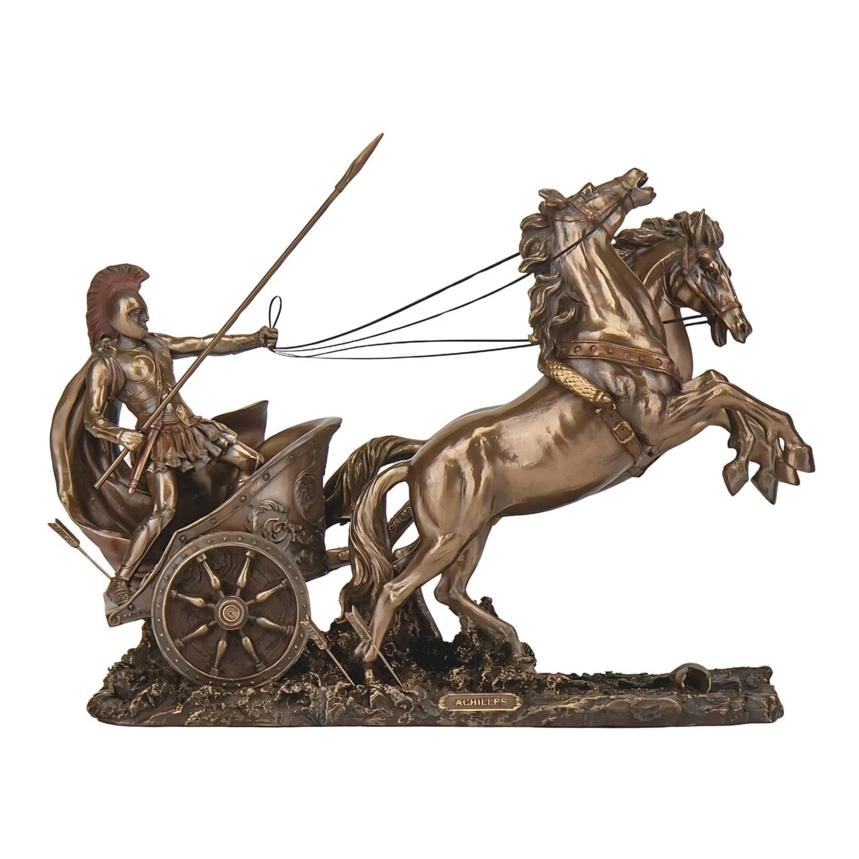 Large Achilles riding Chariot | Sculpture | Home Decor | Handcrafted