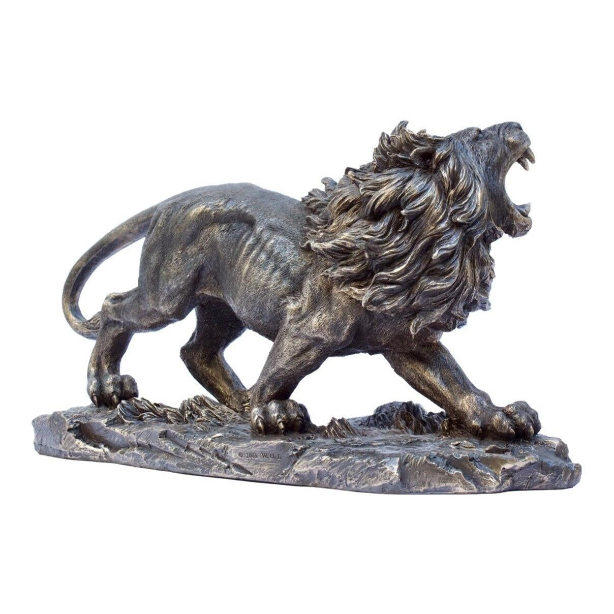 Large Lion Roaring Statue Figurine.Lion Statue.Lion Bronzed Statue