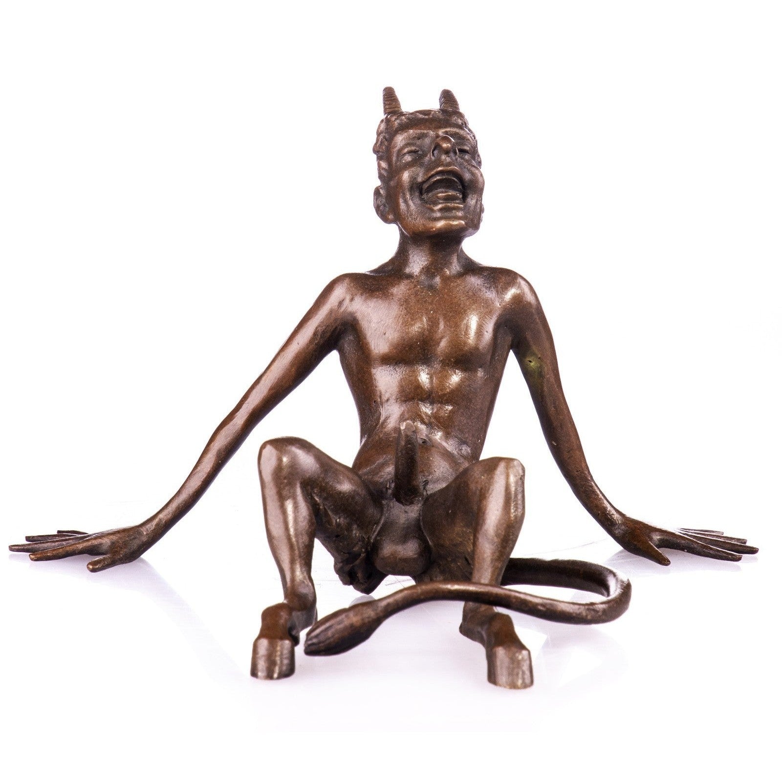Laughing Satyr with Tail Erotic Bronze Fantasy Figurine
