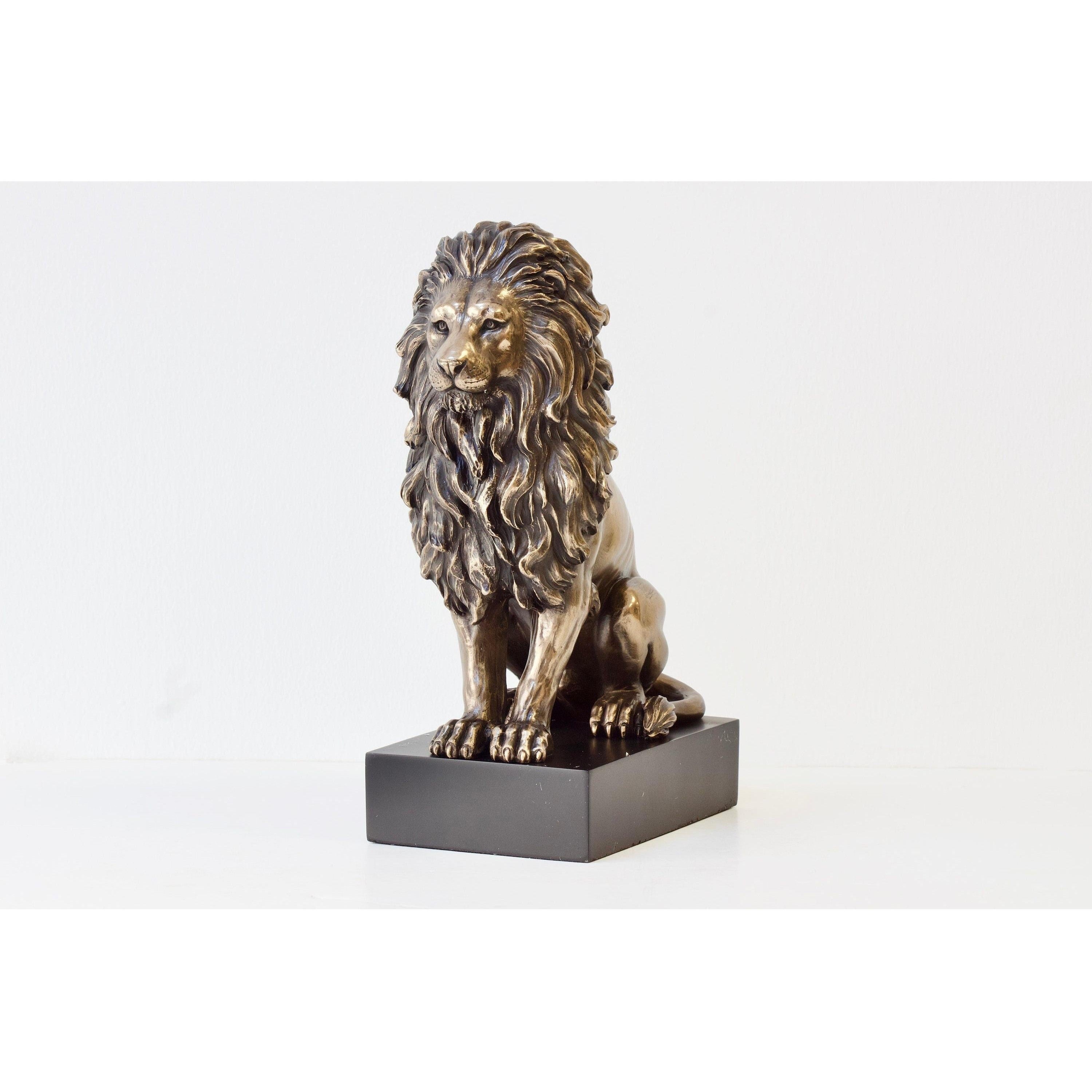 Lion Sitting on The Pedestal | Animal Sculptures | Home Decor