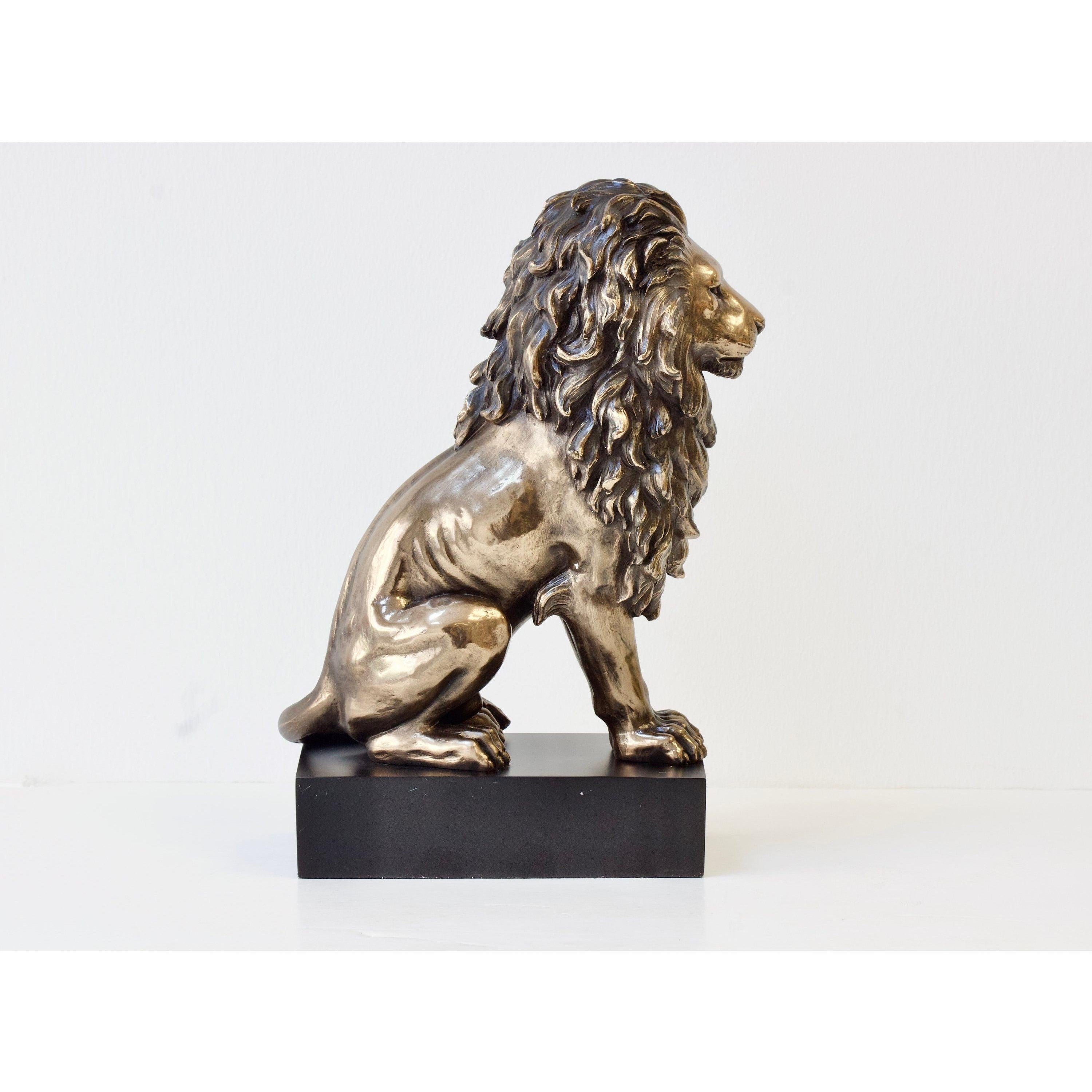 Lion Sitting on The Pedestal | Animal Sculptures | Home Decor