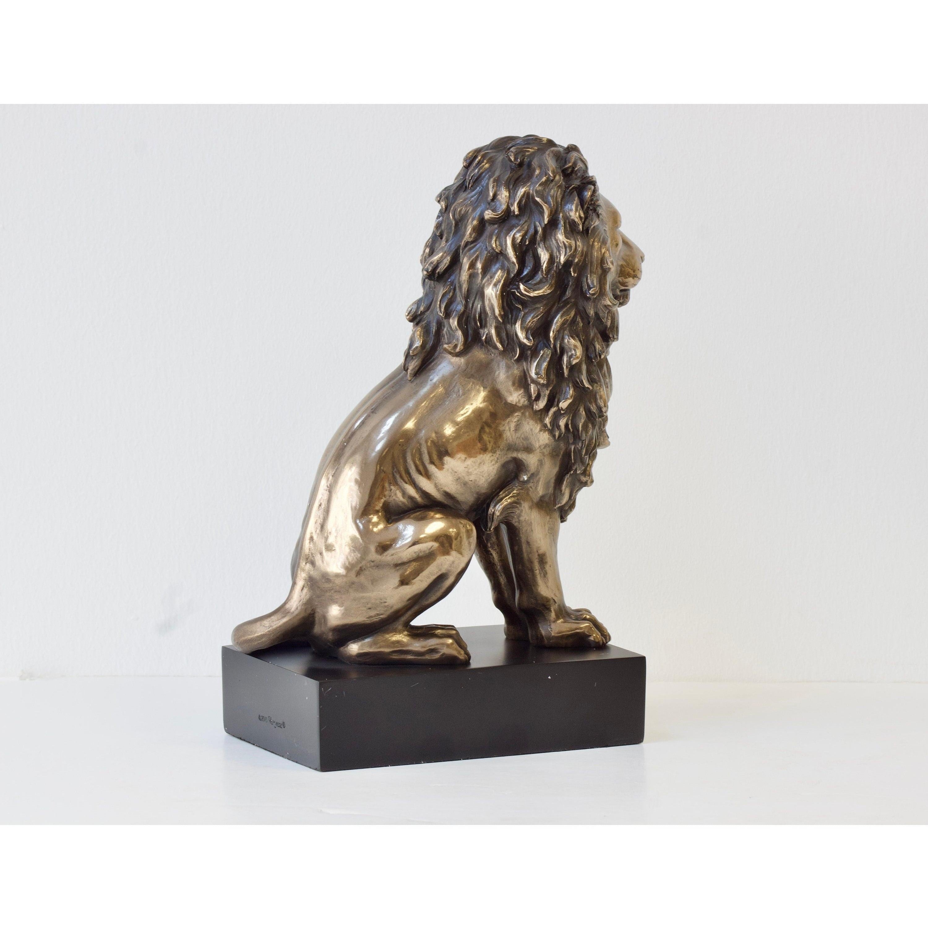 Lion Sitting on The Pedestal | Animal Sculptures | Home Decor