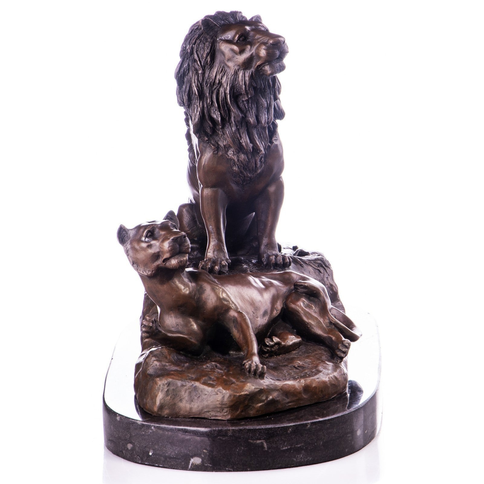 Lion and Lioness Regal Wildlife Bronze Sculpture | Animal Sculptures