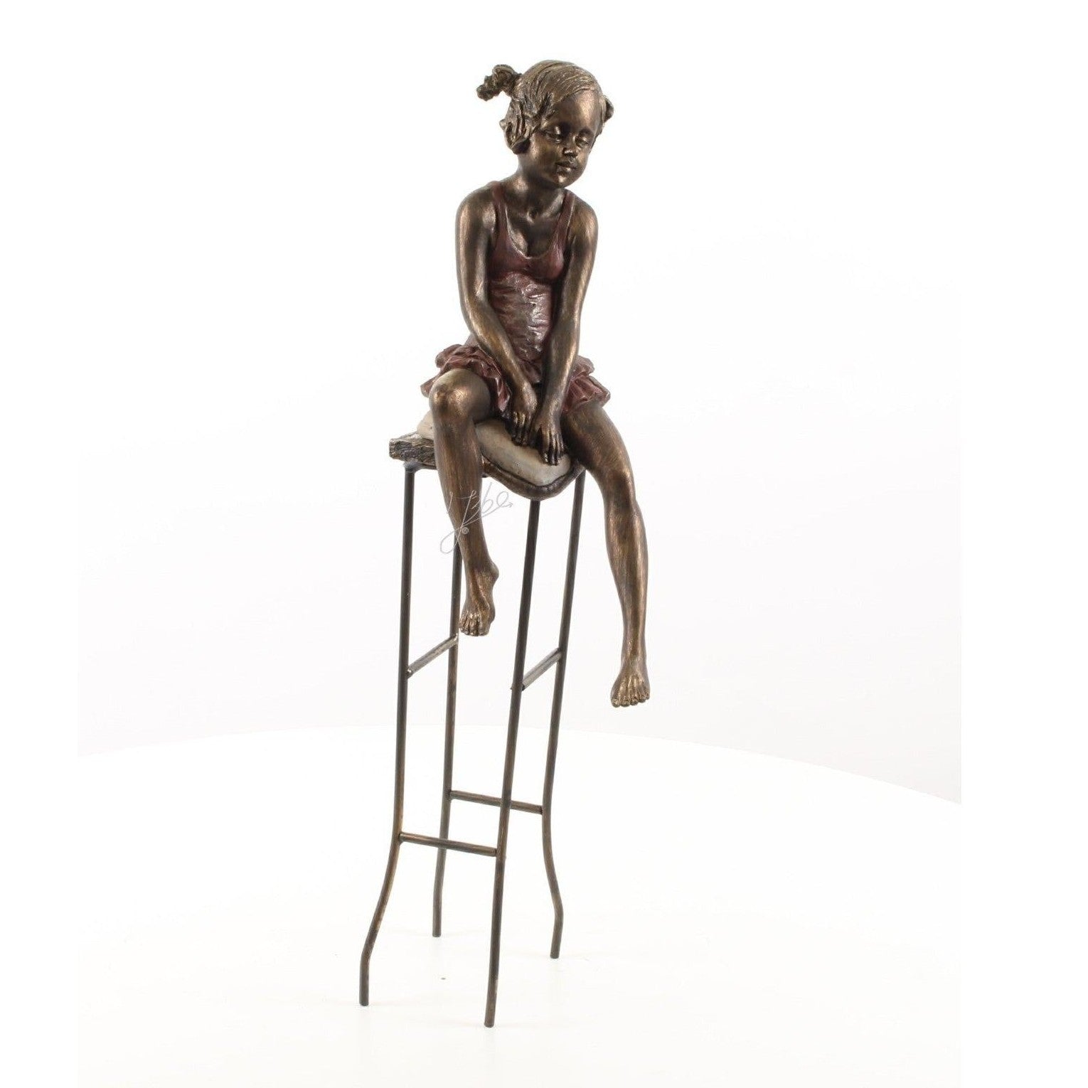 Little Girl Sitting on a Tall Stool | Figurines & Statues