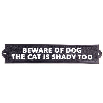 Humorous Pet Warning Sign | Handcrafted Cast Iron Decor | Gift Idea