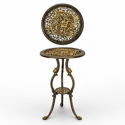 Cast Iron Flower Table - Bronze/ Gold | Handcrafted Cast Iron Decor