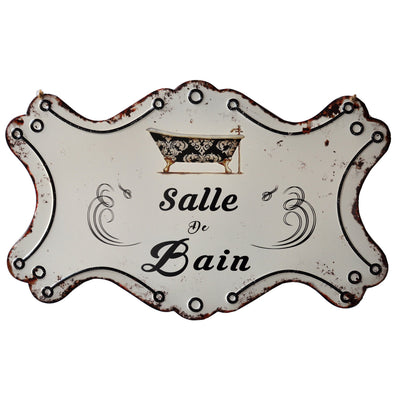 Embossed metal sign "Salle de Bain" | Handcrafted Home Decor