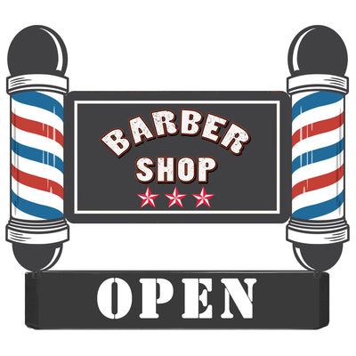 Embossed Tin Sign "Barber Shop Open" | Handcrafted Home Decor