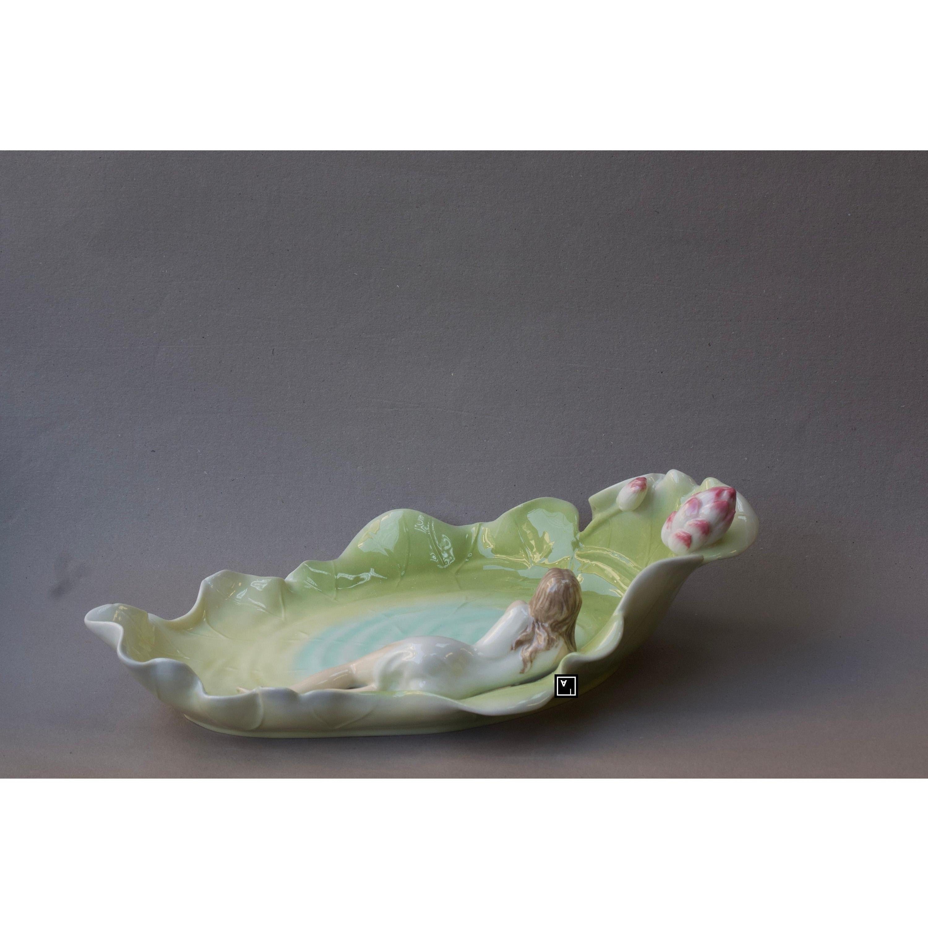 Maiden on Lotus Leaf Porcelain Tray | Vases & Bowls | Home Decor