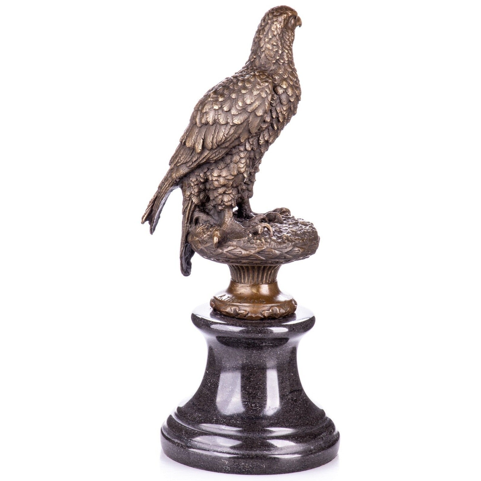 Majestic Bronze Eagle on Marble Pedestal | Animal Sculptures