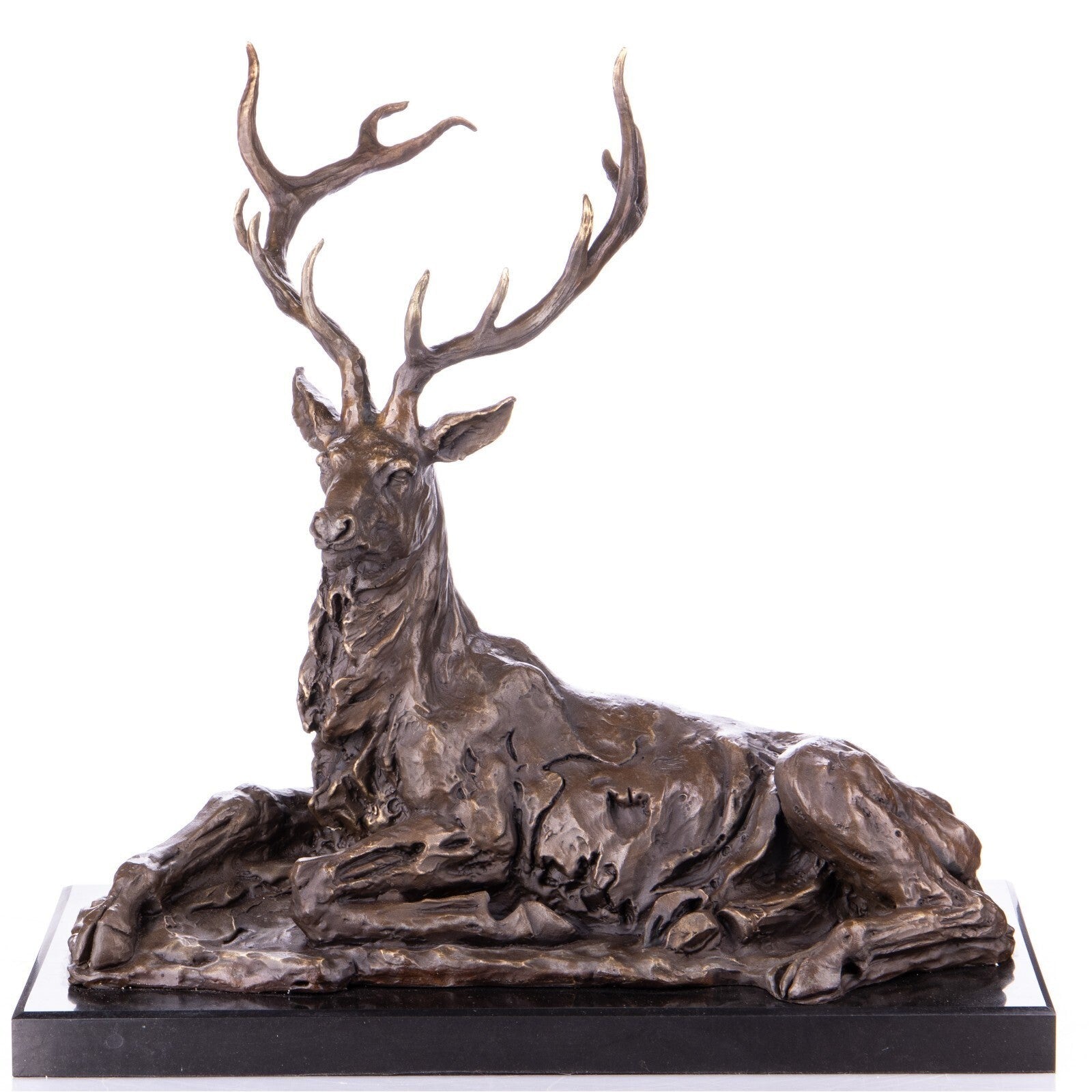 Majestic Resting Stag Bronze Sculpture | Animal Sculptures