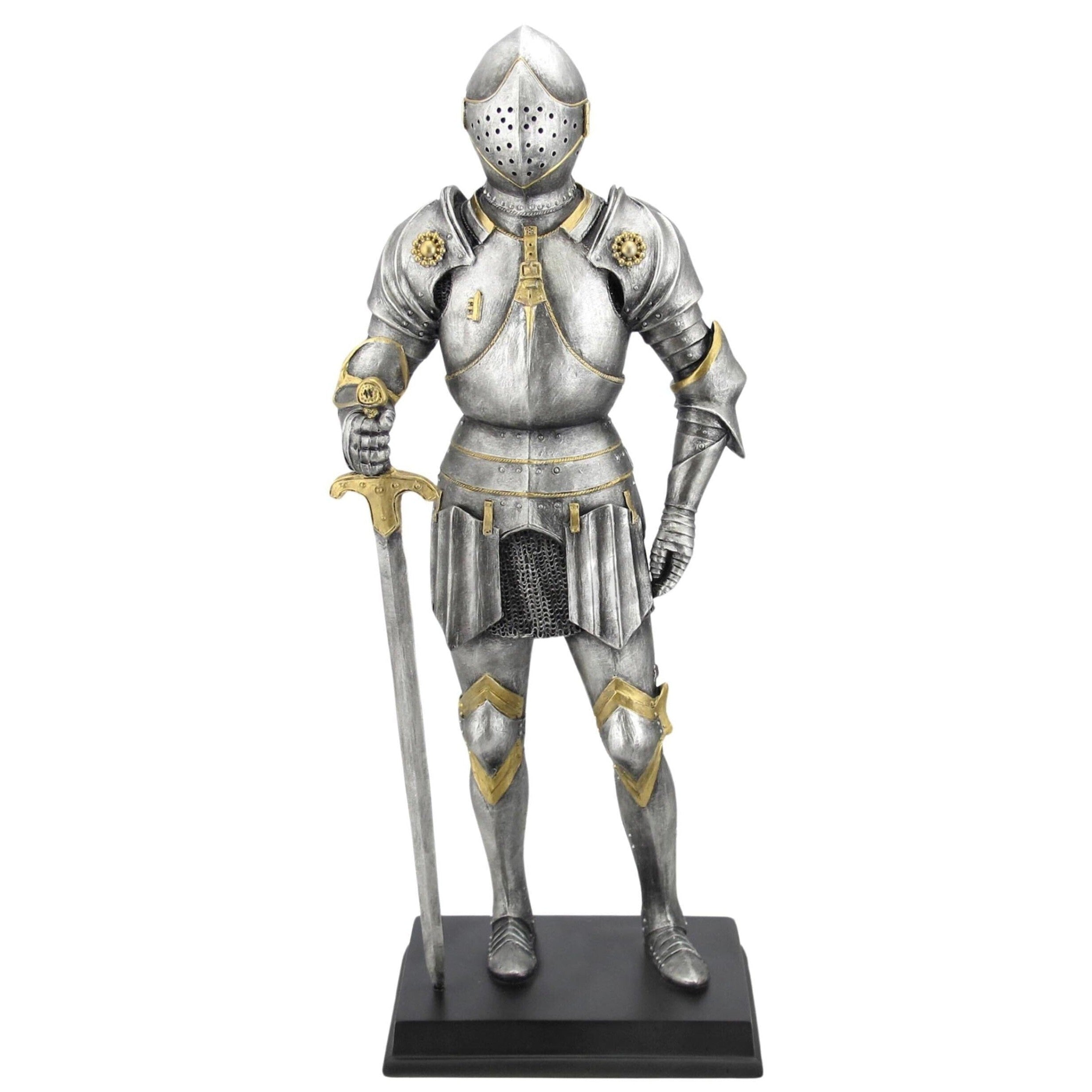 Medieval Armor Holding Sword And Wheels On Pauldrons, Curios & Collect