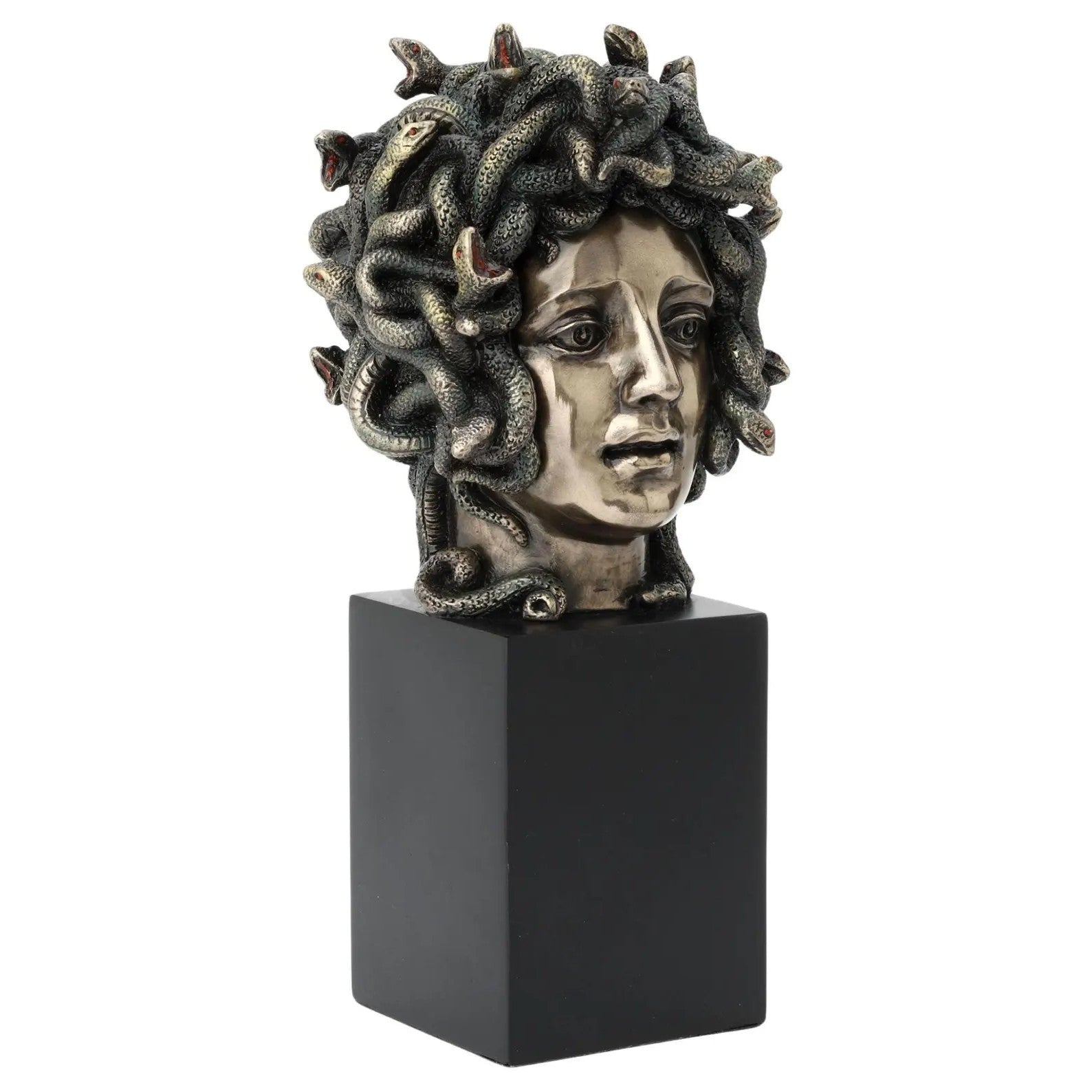 Medusa Head Statue on Plint. Gorgon Sculpture | Dark Decor & Mythic