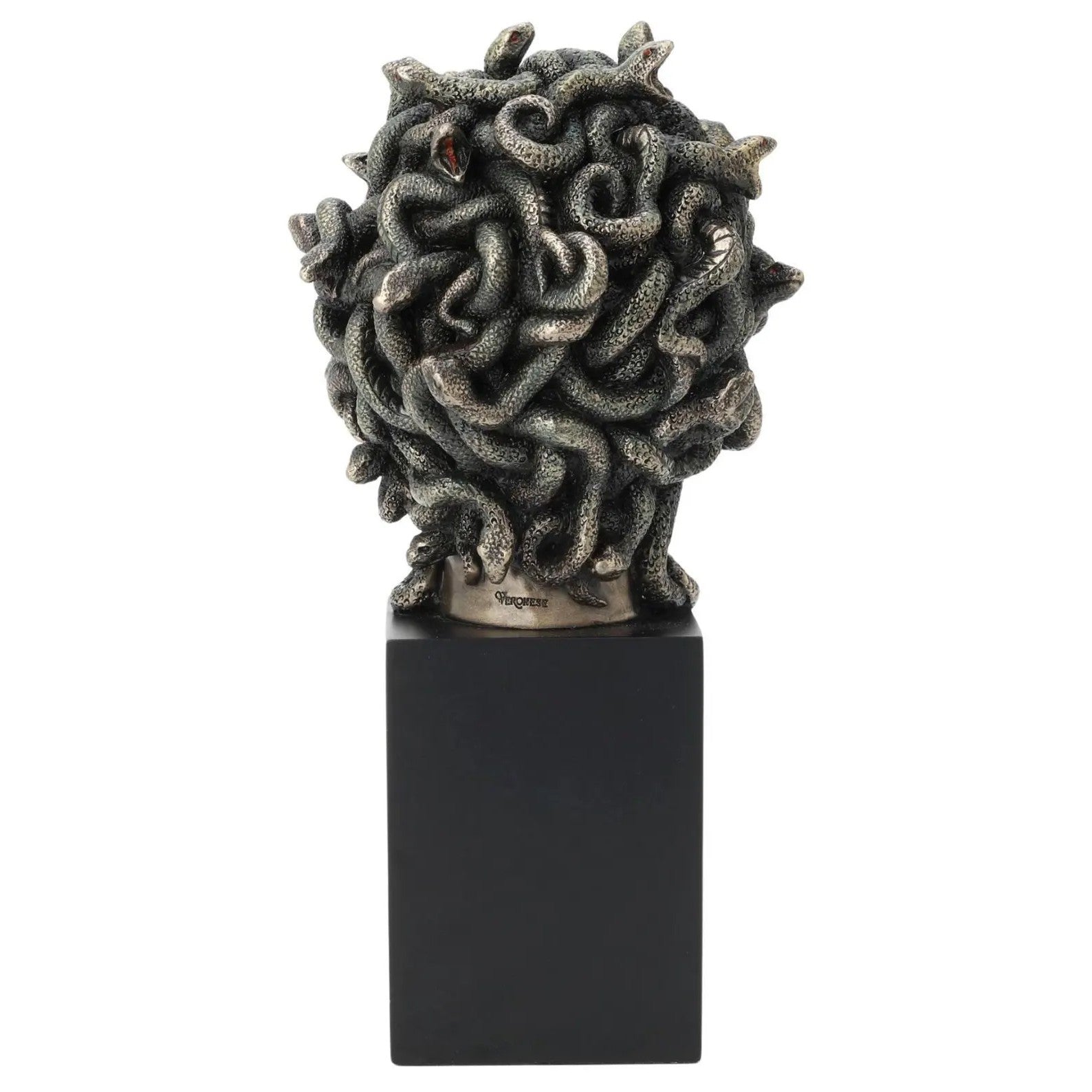 Medusa Head Statue on Plint. Gorgon Sculpture | Dark Decor & Mythic