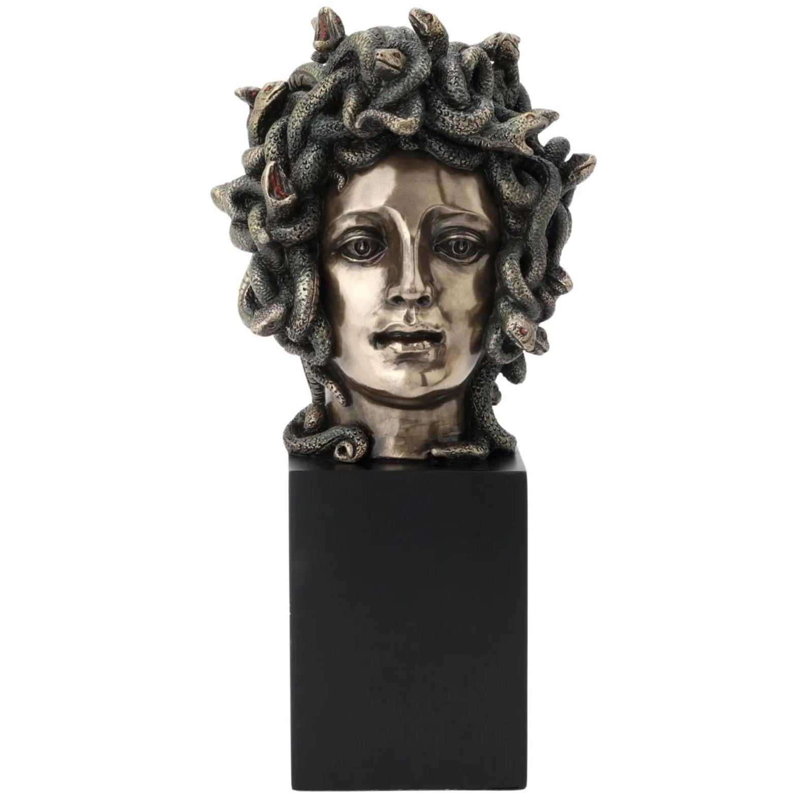 Medusa Head Statue on Plint. Gorgon Sculpture | Dark Decor & Mythic