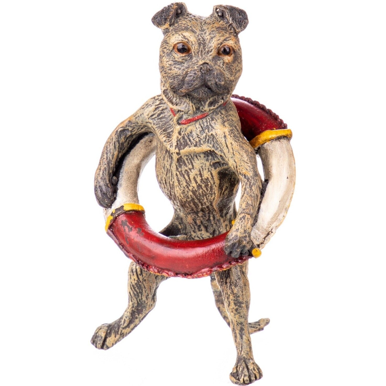 Miniature Dog Figurine with Lifebuoy | Animal Sculptures