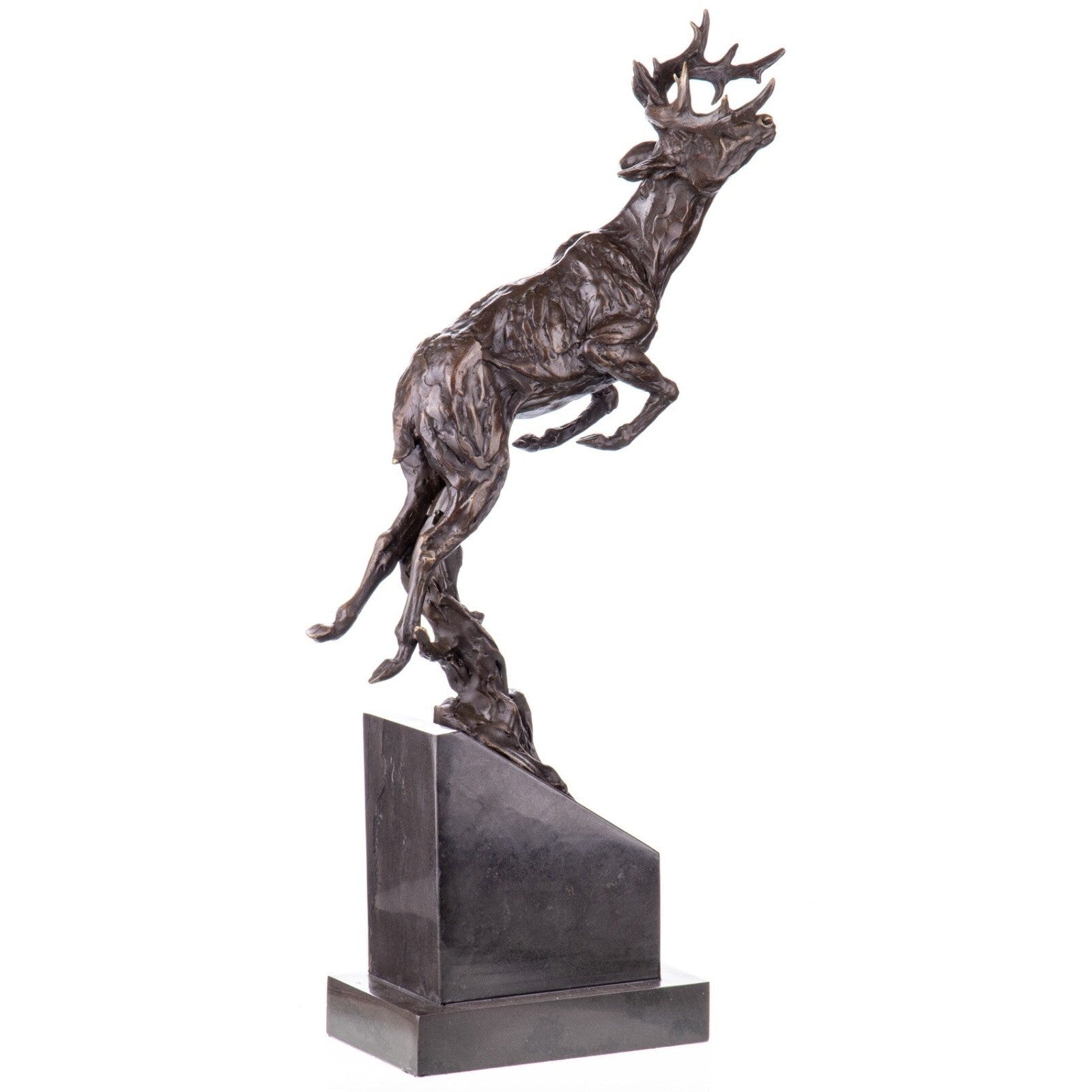Modern Bronze Sculpture of a Leaping Stag | Animal Sculptures