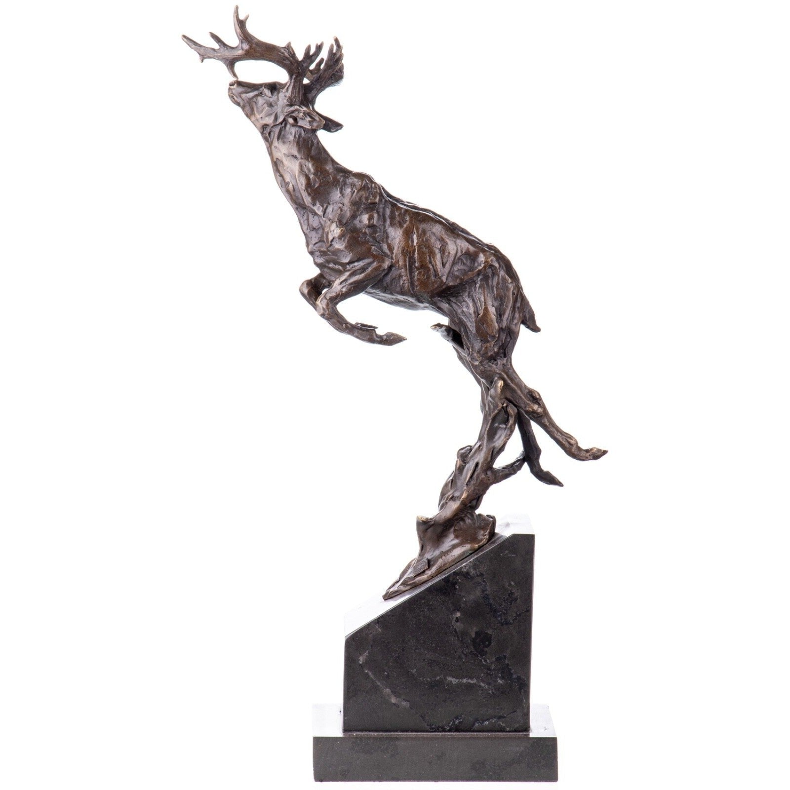 Modern Bronze Sculpture of a Leaping Stag | Animal Sculptures