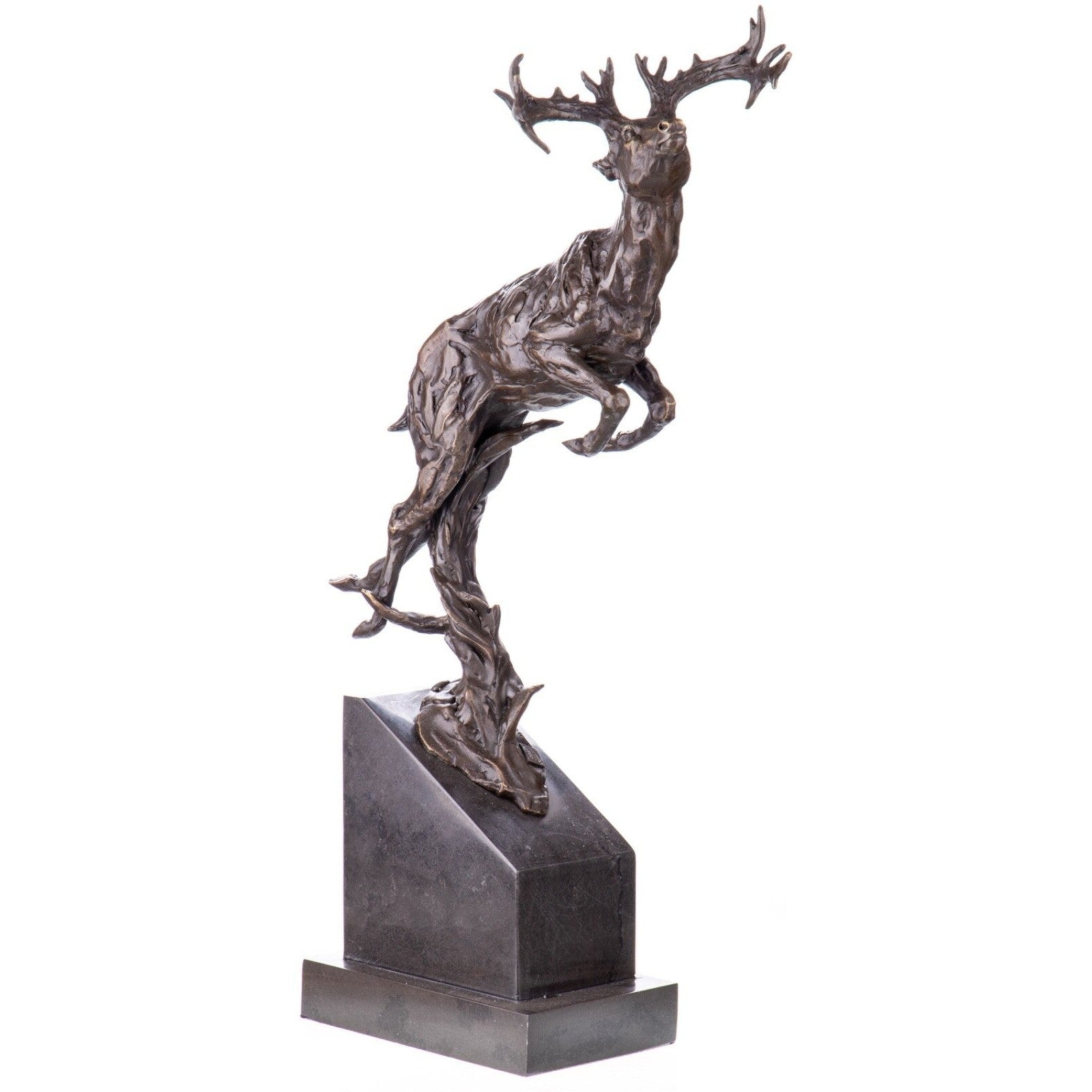 Modern Bronze Sculpture of a Leaping Stag | Animal Sculptures