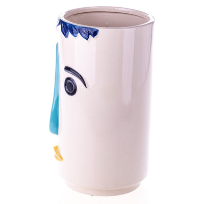 Modern Face Vase with Blue Hair Detail | Vases & Bowls | Home Decor