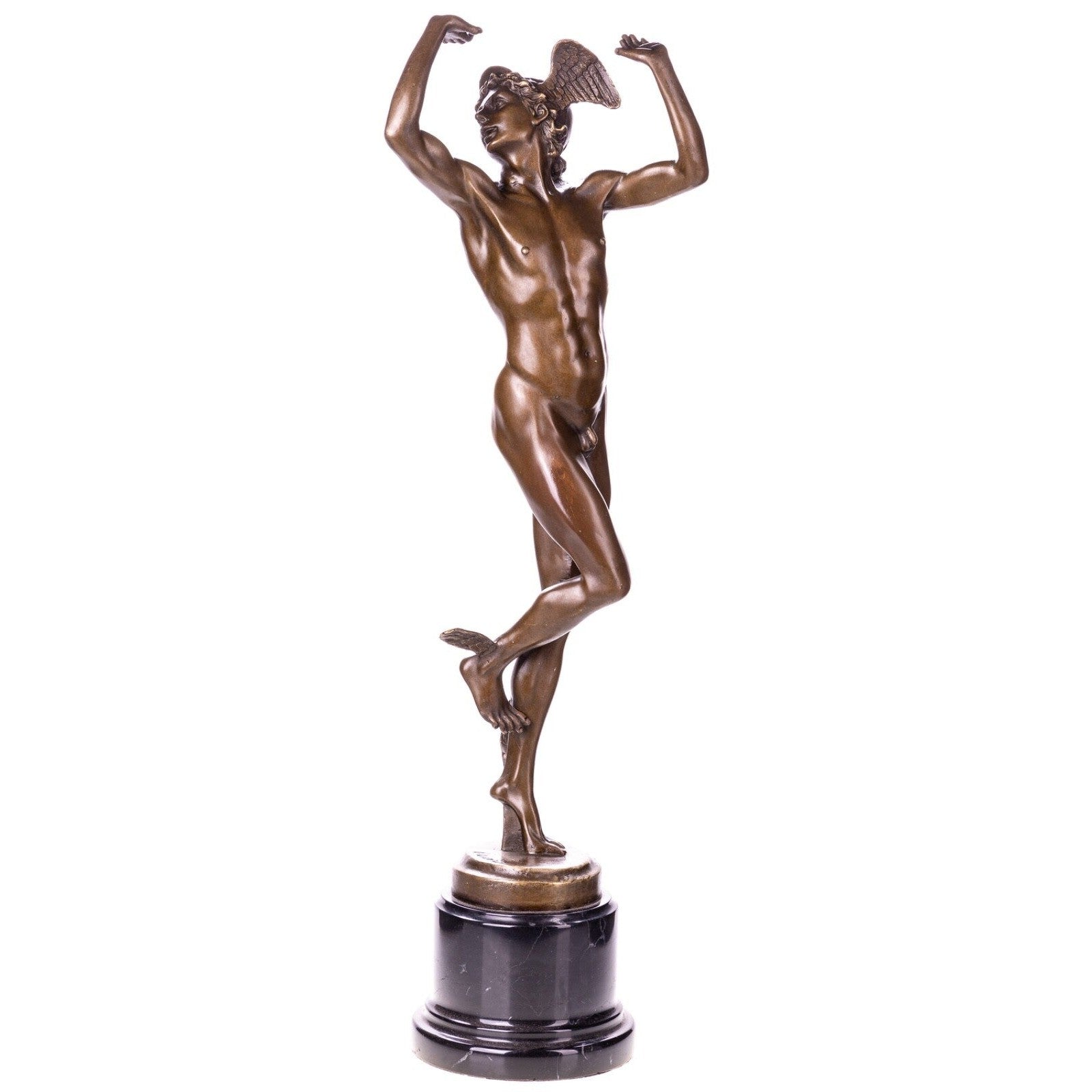 Mythological Bronze Statue of Hermes – After B. Cellini – Winged
