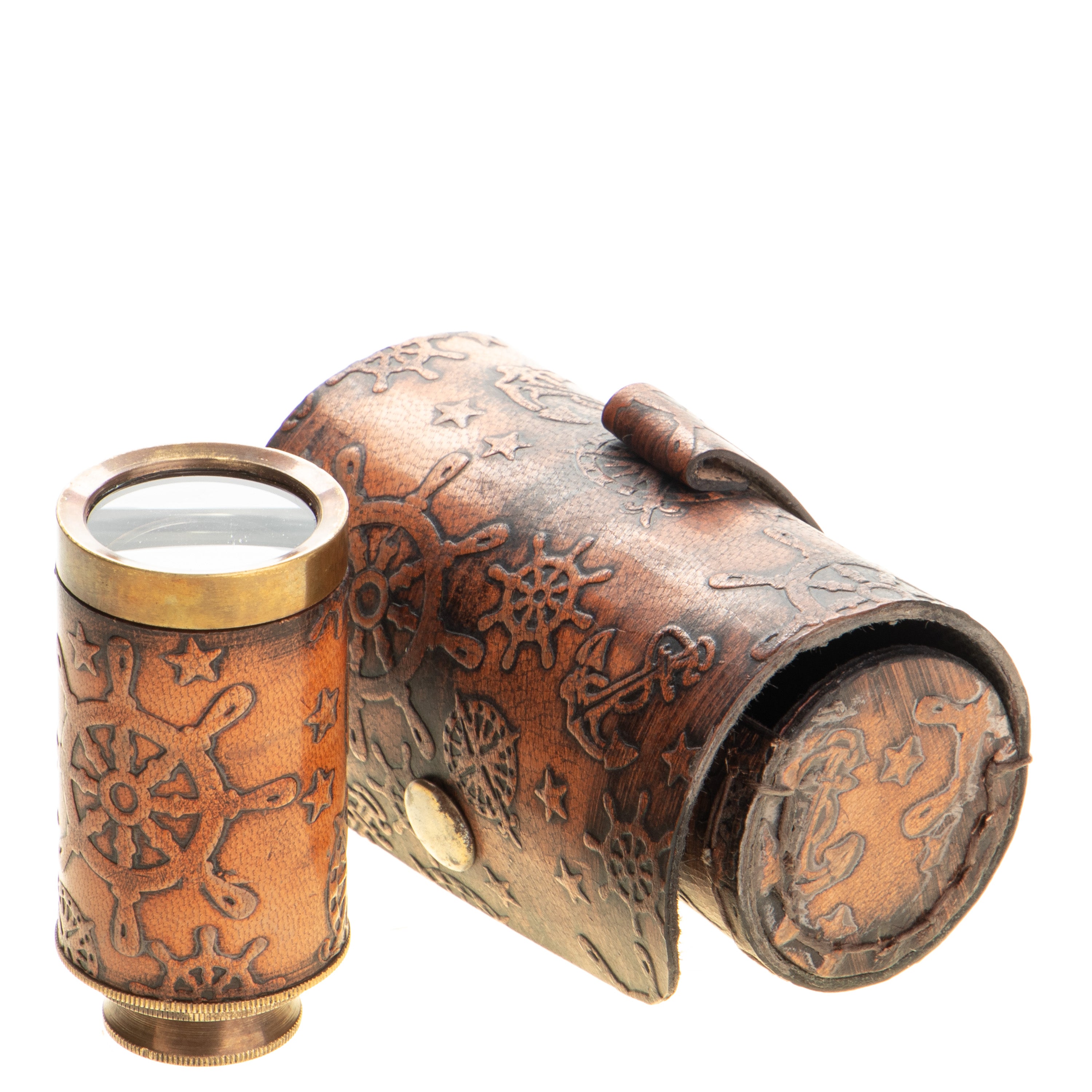 Brass Binoculars in Case – Nautical Gift – view 2