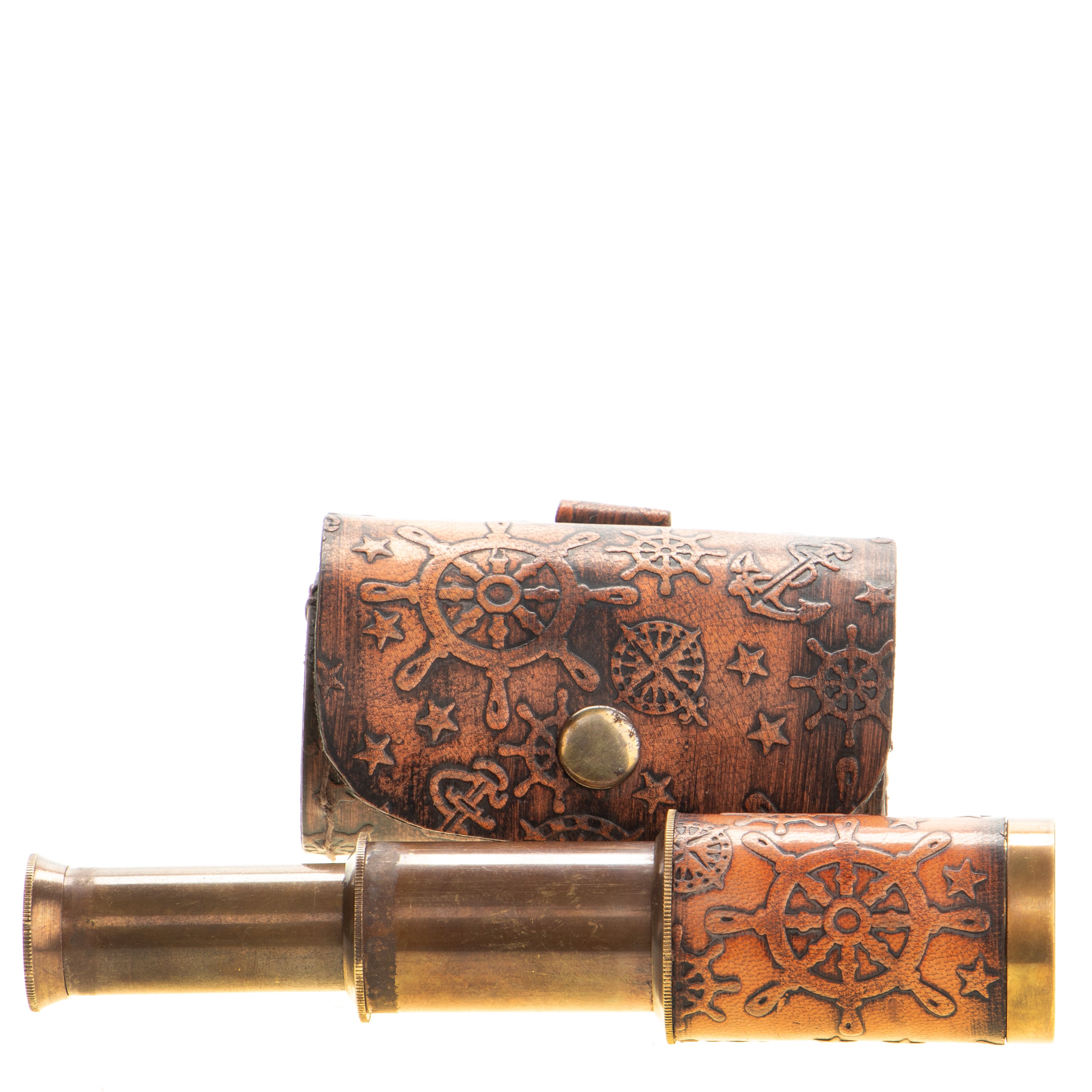 Brass Binoculars in Case – Nautical Gift – view 1
