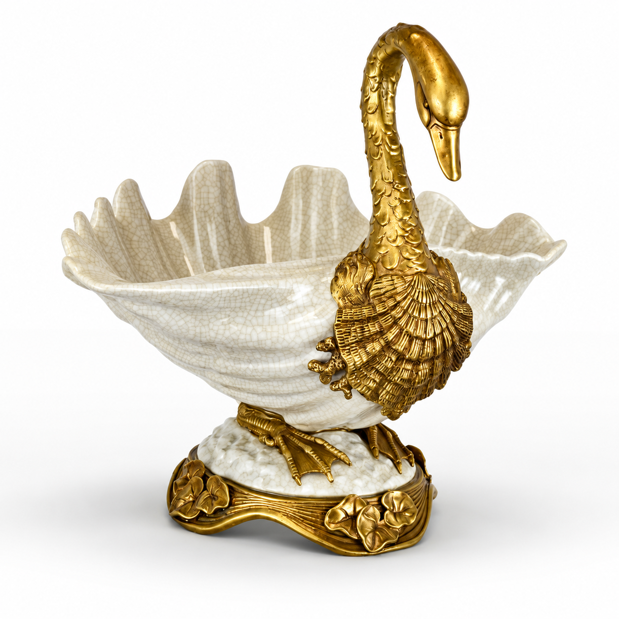 Bronze Mounted Porcelain Swan Bowl | Vases & Bowls | Home Decor