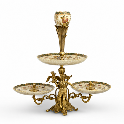 Cherub Centerpiece | Handcrafted Brass Decor | Gift Idea