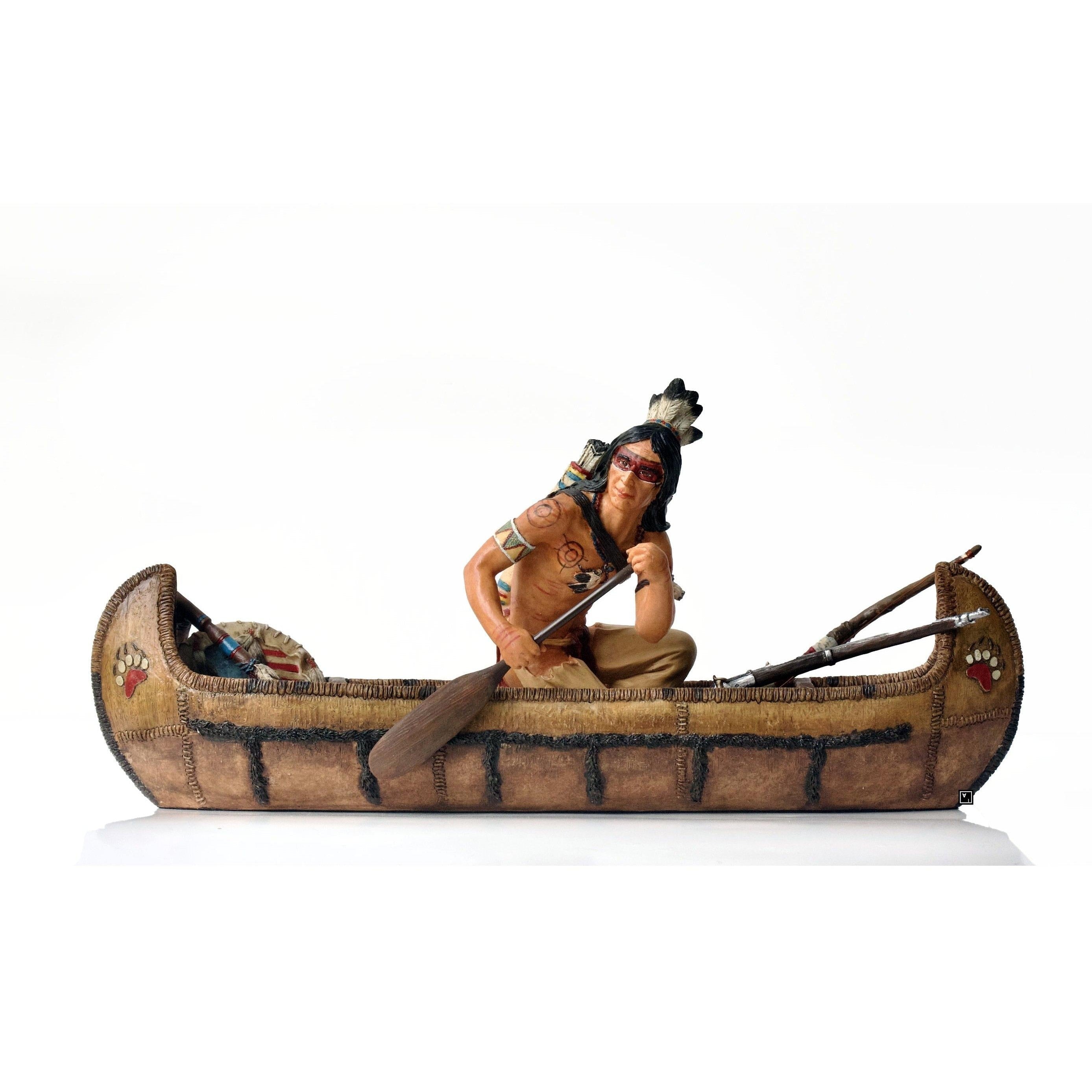 Native American Riding Canoe | Figurines & Statues | Home Decor