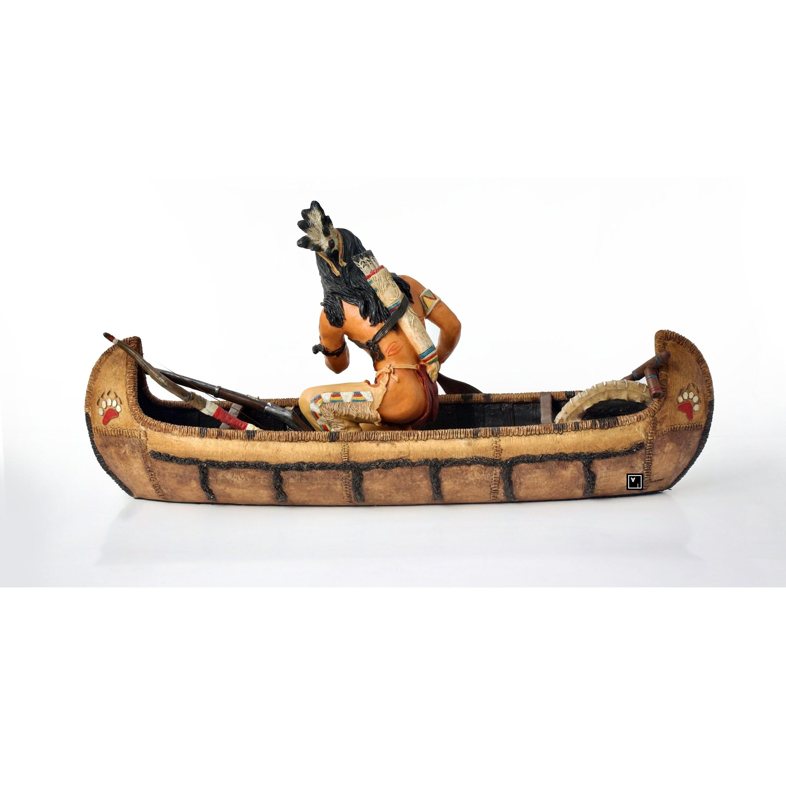 Native American Riding Canoe | Figurines & Statues | Home Decor