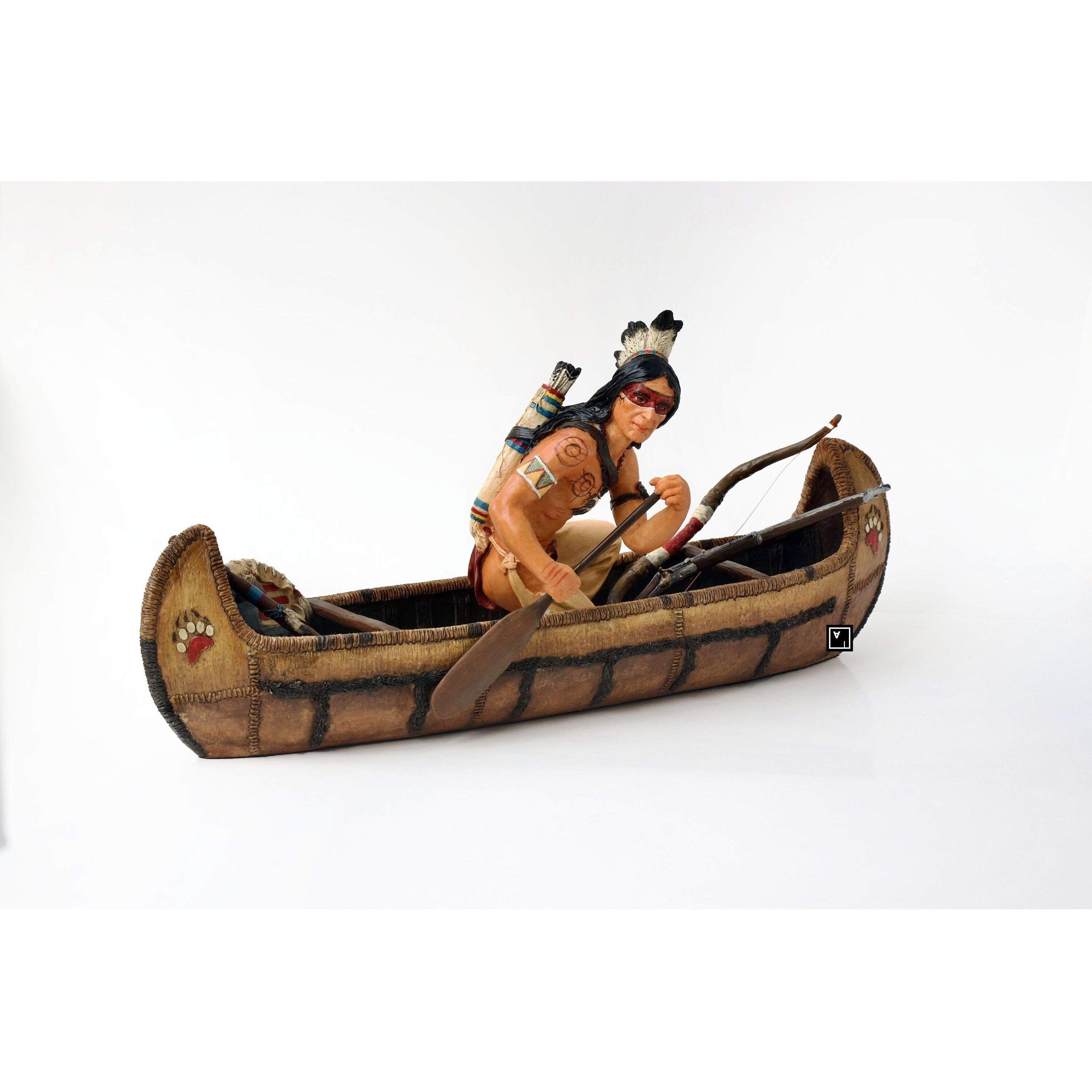 Native American Riding Canoe | Figurines & Statues | Home Decor