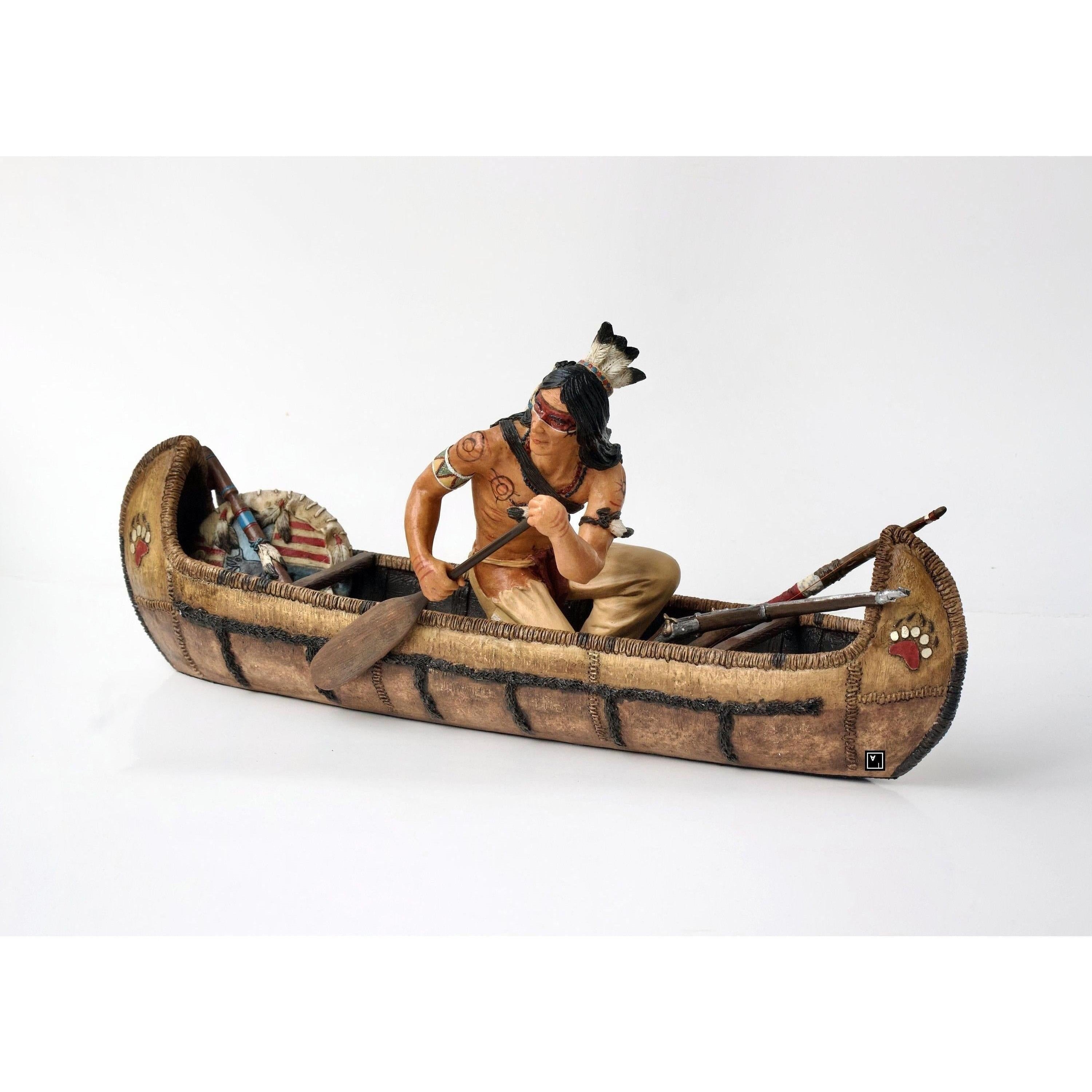 Native American Riding Canoe | Figurines & Statues | Home Decor