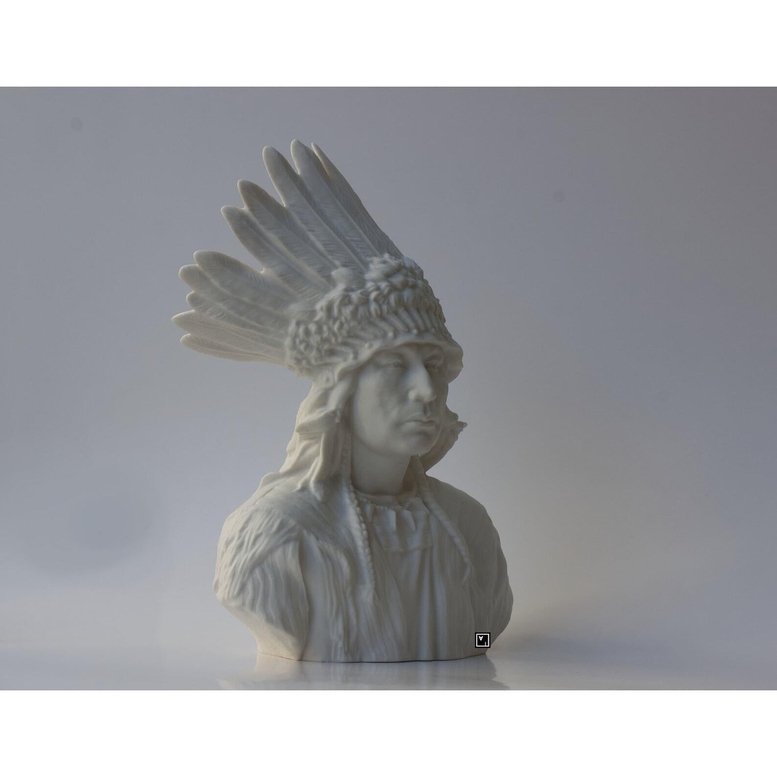 Native Indian Chef Porcelain Bust, Native Indian Sculpture. Sioux Chef