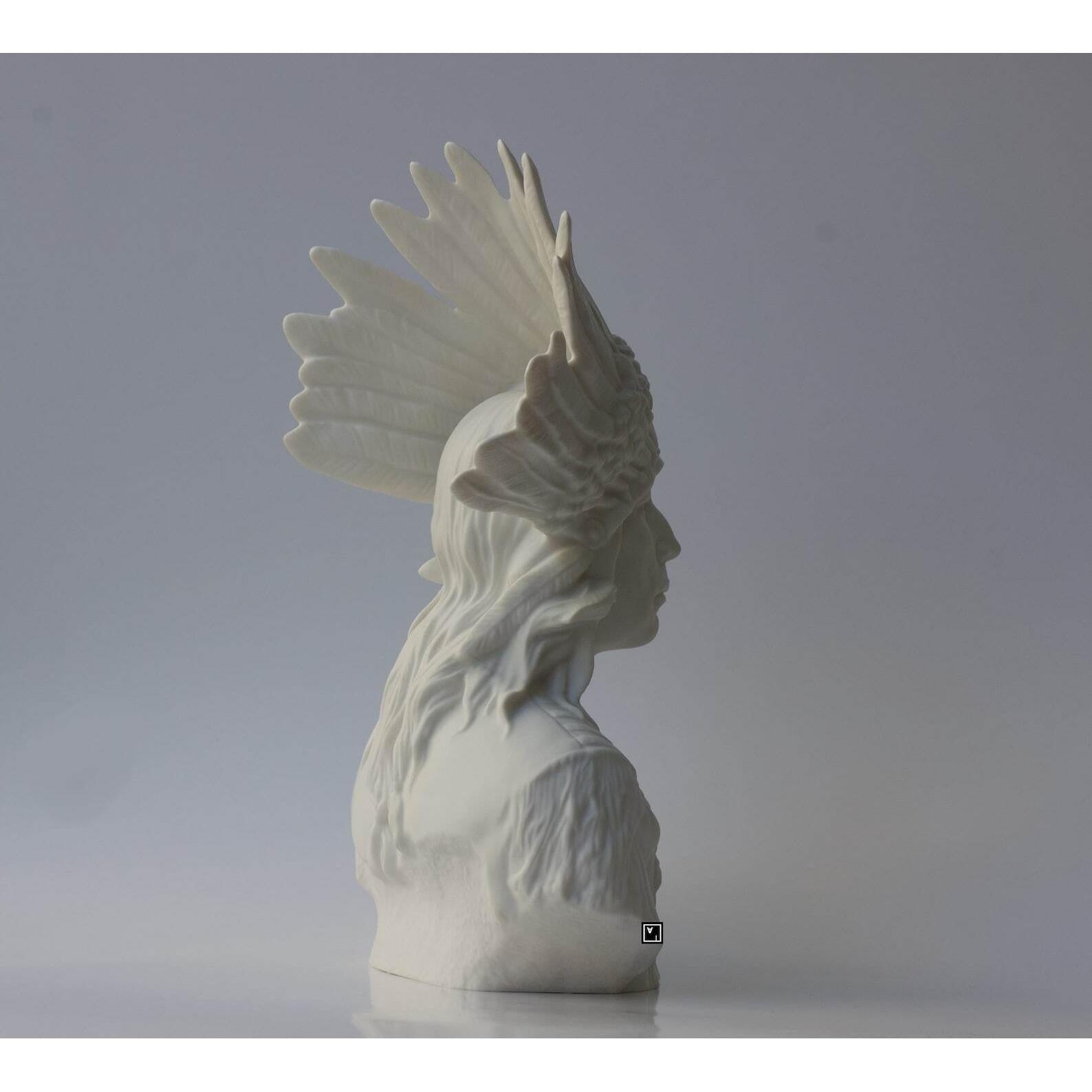 Native Indian Chef Porcelain Bust, Native Indian Sculpture. Sioux Chef
