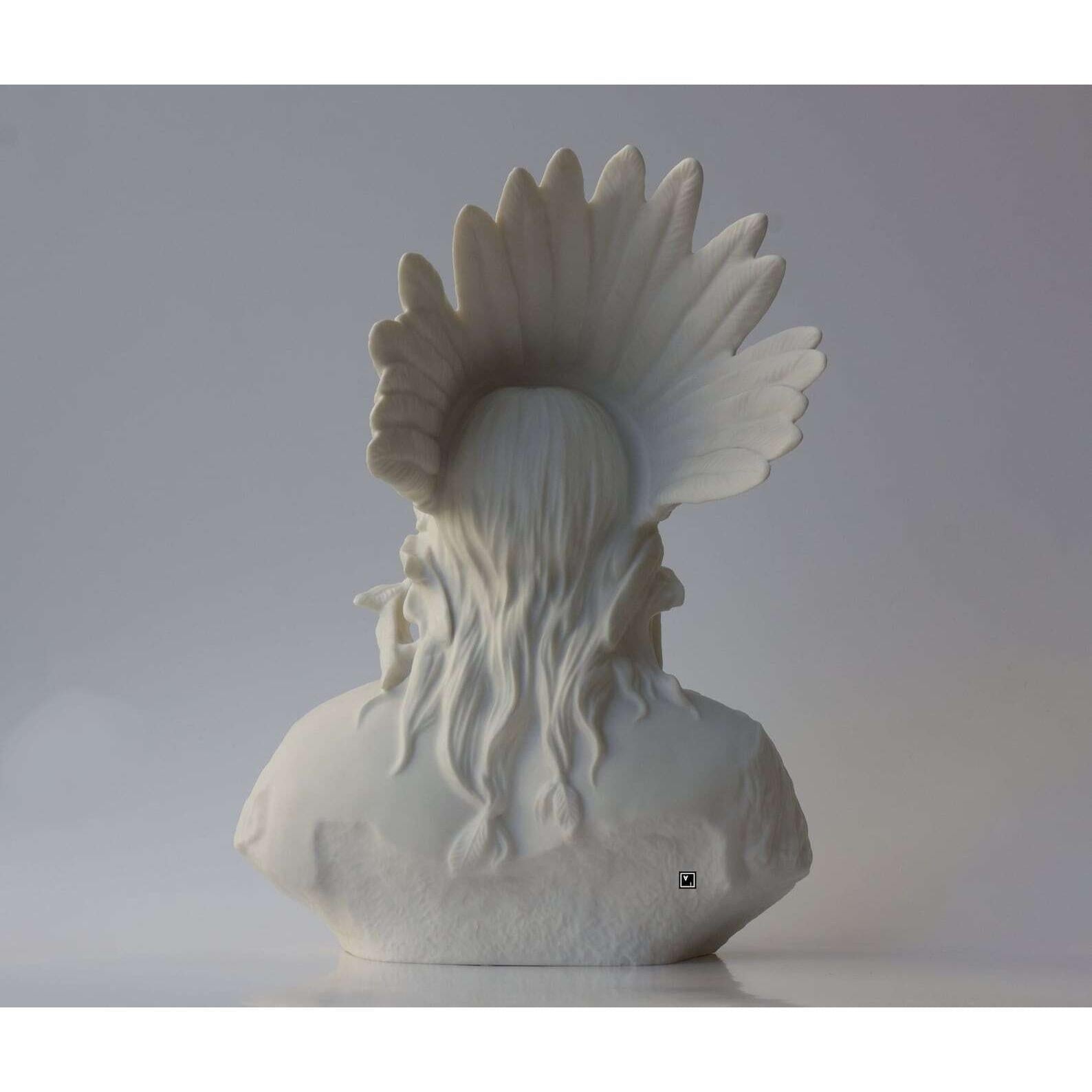 Native Indian Chef Porcelain Bust, Native Indian Sculpture. Sioux Chef
