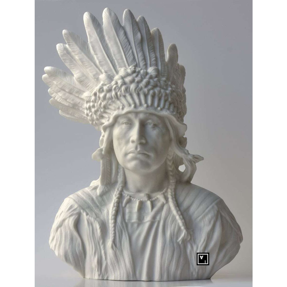 Native Indian Chef Porcelain Bust, Native Indian Sculpture. Sioux Chef