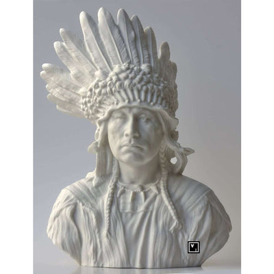 Native Indian Chef Porcelain Bust, Native Indian Sculpture. Sioux Chef