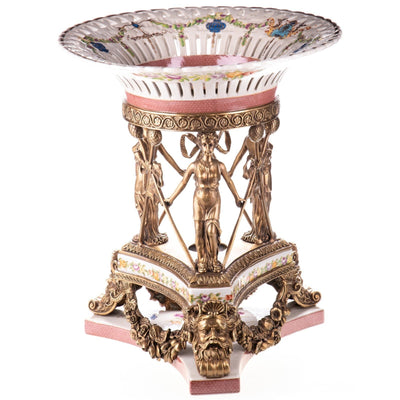 Neoclassical Porcelain and Bronze Centerpiece Bowl with Figural Base
